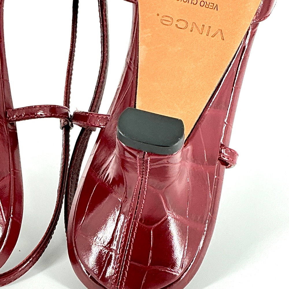 Vince Size 8.5 Burgundy Croc Print Leather Slingback Kitten Heels NEW Pumps $375 - Picture 13 of 16